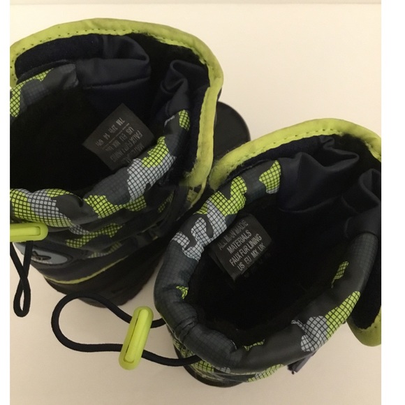 Athletech Navy Blue/Lime Camo  Waterproof Winter Snow Boots Sz 7 (Toddler) - Picture 6 of 9
